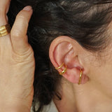 Single 24K Gold-Plated Short Lobe Hugger Earring