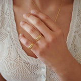 Tiny Gold Slim Band Pinky Pebble Ring