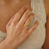 Tiny Gold Slim Band Pinky Pebble Ring