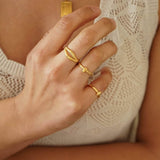 Tiny Gold Slim Band Pinky Pebble Ring