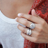 Silver Soft Curve Floral Ring