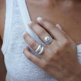 Silver Soft Curve Floral Ring