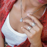 Silver Soft Curve Floral Ring