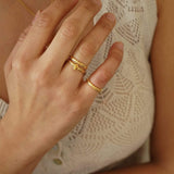 Tiny Gold Slim Band Pinky Pebble Ring