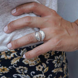 Silver Soft Curve Floral Ring