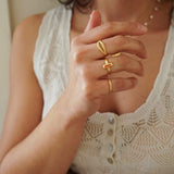 Tiny Gold Slim Band Pinky Pebble Ring