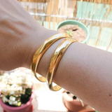 Gold Thick Hammered Cuff Bracelet