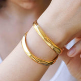 Gold Thick Hammered Cuff Bracelet