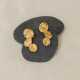 Long Gold Wavy Stud Earrings