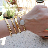 Gold Thick Hammered Cuff Bracelet