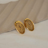 Gold Asymmetric Hammered Stud Earrings