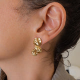 Long Gold Wavy Stud Earrings