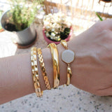 Gold Thick Hammered Cuff Bracelet