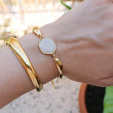 Gold Thick Hammered Cuff Bracelet