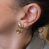 Long Gold Wavy Stud Earrings