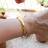 Gold Thick Hammered Cuff Bracelet