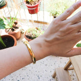 Gold Thick Hammered Cuff Bracelet