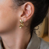 Long Gold Wavy Stud Earrings