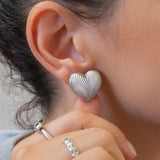 Medium SILVER HEART earrings