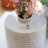 Silver Wavy Hammered Square Stud Earrings