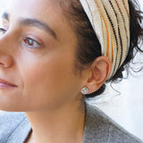 Silver Wavy Hammered Square Stud Earrings