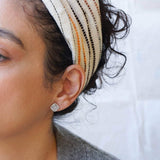 Silver Wavy Hammered Square Stud Earrings