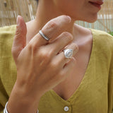 Big Silver Ethnic Rhombus Ring