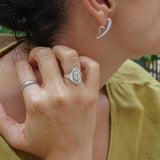 Big Silver Ethnic Rhombus Ring