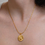 Gold Round HEART necklace