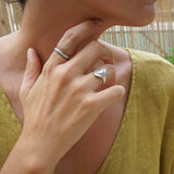 Big Silver Ethnic Rhombus Ring