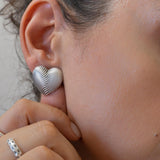 Medium SILVER HEART earrings