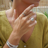 Big Silver Ethnic Rhombus Ring
