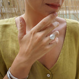 Big Silver Ethnic Rhombus Ring