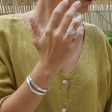 Big Silver Ethnic Rhombus Ring