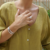 Big Silver Ethnic Rhombus Ring