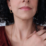 Gold Stainless Steel Thick Oval Beaded Hoop Earrings