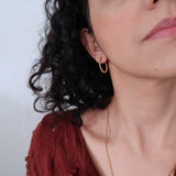 Gold Stainless Steel Thick Oval Beaded Hoop Earrings