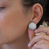 Silver-Domed Disc Earrings