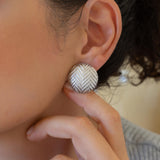Silver-Domed Disc Earrings