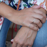 Tiny Silver Red Enamel Rhombus Band Pinky Ring