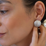 Silver-Domed Disc Earrings