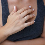 Tiny Silver Red Enamel Rhombus Band Pinky Ring