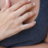 Tiny Silver Red Enamel Rhombus Band Pinky Ring