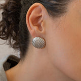 Silver-Domed Disc Earrings