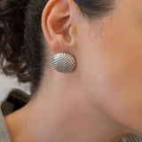 Silver-Domed Disc Earrings