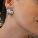 Silver-Domed Disc Earrings