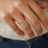 Gold Thin Hammered Band Ring