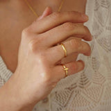 Gold Thin Hammered Band Ring