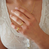 Gold Thin Hammered Band Ring