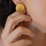 Gold-Domed Disc Earrings
